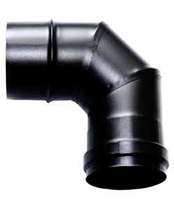 TUBO CURVA 90° IN ACCIAIO SMALTATO VERNICIATO NERO PER SCARICO FUMI, DIAMETRO 80 MM